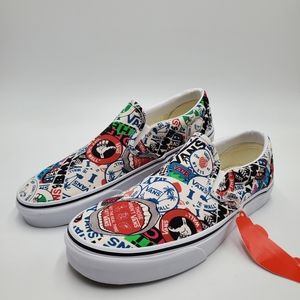 Vans, man mash up, stickers! Slip on